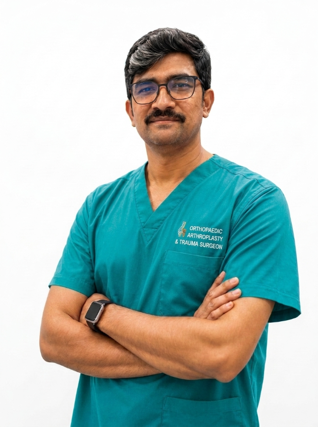 Dr. Rajarshi Nag (Partha), AO-certified Orthopedics and Trauma Surgeon, in the operating theatre